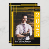 Gold Black School Colour Afstuderen Foto geplakt Kaart (Voorkant / Achterkant)