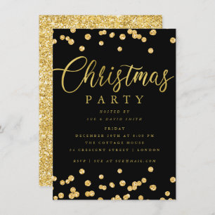 Gold Black Script Confetti Holiday Kerstfeest Kaart