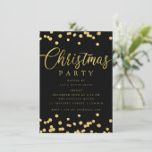 Gold Black Script Confetti kerstfeest Kaart (Staand voorkant)