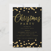 Gold Black Script Confetti kerstfeest Kaart (Voorkant)