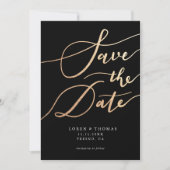 Gold Black Script Typografie bewaart de datum Save The Date (Voorkant)