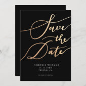 Gold Black Script Typografie bewaart de datum Save The Date (Voorkant / Achterkant)