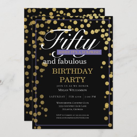 Gold Black Script, vijftig jaar oud Kaart (Voorkant / Achterkant)