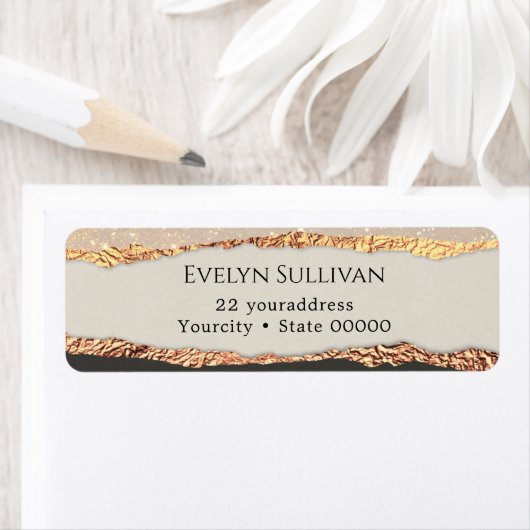 Gold black-shimmer-label voor terugzendadres etiket (Insitu)