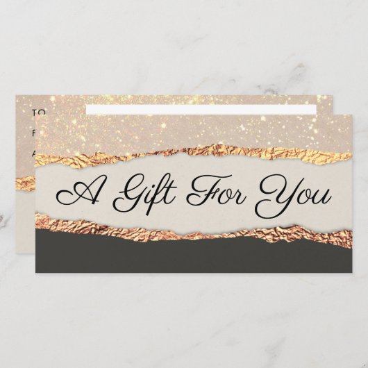 Gold Black Shimmer Paper Cadeaubon (Voorkant / Achterkant)