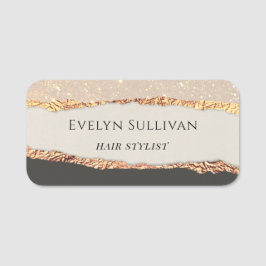 Gold Black Shimmer Paper Name Tag