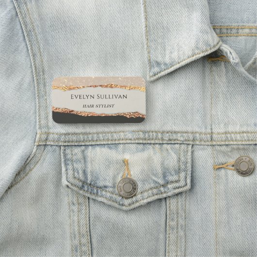 Gold Black Shimmer Paper Name Tag (In situ)