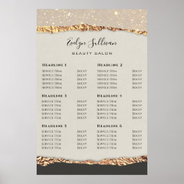 Gold Black Shimmer Paper Price List Poster