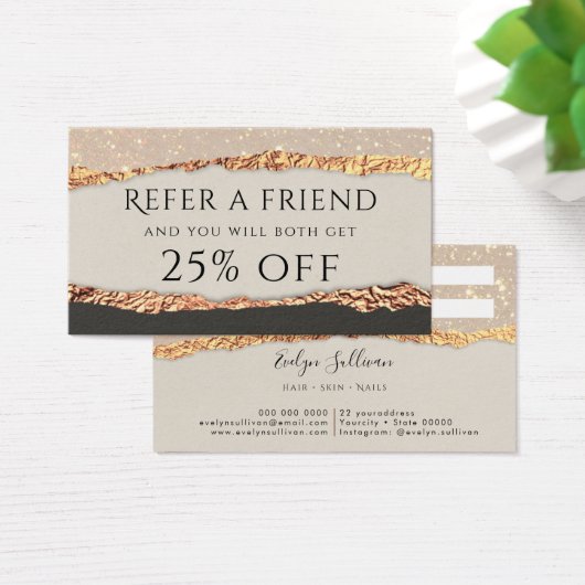 Gold black shimmer paper verwijzingskaart visitekaartje (Bureau)