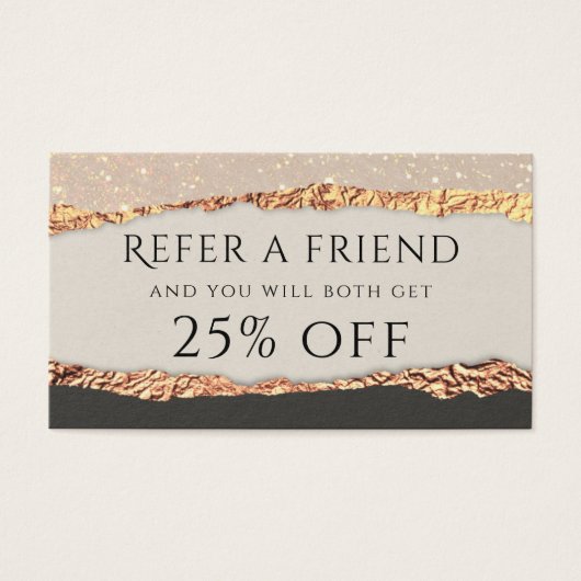 Gold black shimmer paper verwijzingskaart visitekaartje (Voorkant)