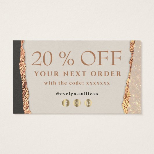 Gold black-shimmer-papier dankzij de kortingskaart visitekaartje (Achterkant)