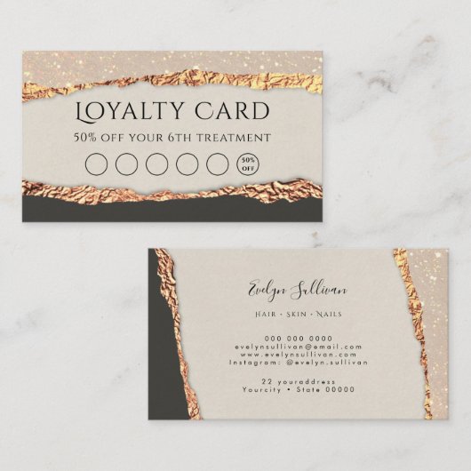 Gold black-shimmer papieren trouwerekkaart visitekaartje (Voorkant / Achterkant)