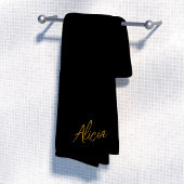 Gold black signature script name gepersonaliseerd bad handdoek