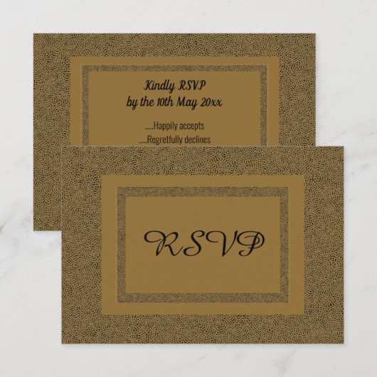 Gold Black Simple Elegant Abstracte RSVP Kaartje (Voorkant / Achterkant)