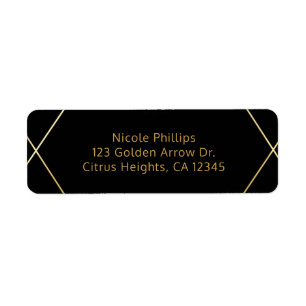 Gold & Black Simple Elegant modern Glam Deco Party Etiket