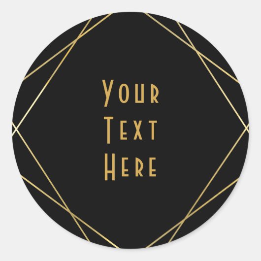 Gold & Black Simple Elegant modern Glam Deco Party Ronde Sticker (Voorkant)