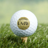 Gold Black Simple Modern Monogram Golfballen (Insitu Shirt)