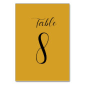 Gold / Black Simple Script Weduwtable Number 8 Kaart (Achterkant)