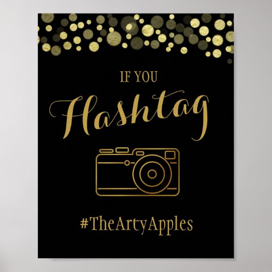 Gold & Black social media bruiloft of partijcode Poster (Voorkant)