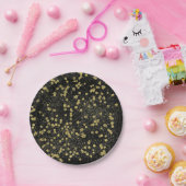 Gold Black Sparkle Confetti Stippen Papieren Bordje (Feest)
