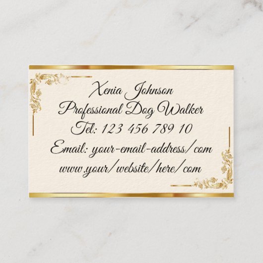 Gold Black Sparkle | Elegant Monogram Visitekaartje (Achterkant)