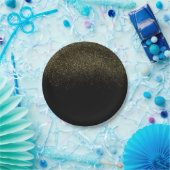 Gold Black Sparkle Glitter Papieren Bordje (Feest)