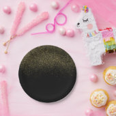 Gold Black Sparkle Glitter Papieren Bordje (Feest)