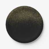Gold Black Sparkle Glitter Papieren Bordje (Voorkant)