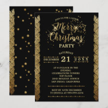 Gold Black Sparkles Merry Kerstparty