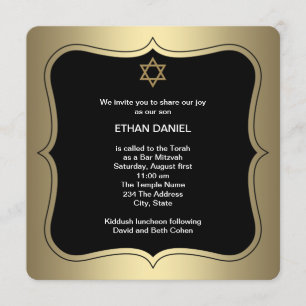 Gold Black Star van David Bar Mitzvah Kaart