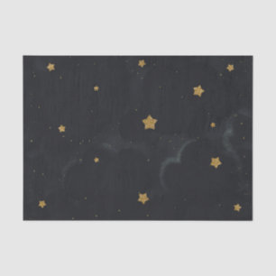 Gold Black Stars Dark Night Sky Baby shower Party Tissuepapier
