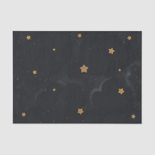 Gold Black Stars Dark Night Sky Baby shower Party Tissuepapier (Voorkant)