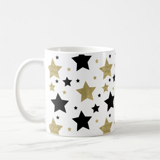 Gold Black Stars Koffiemok (Links)