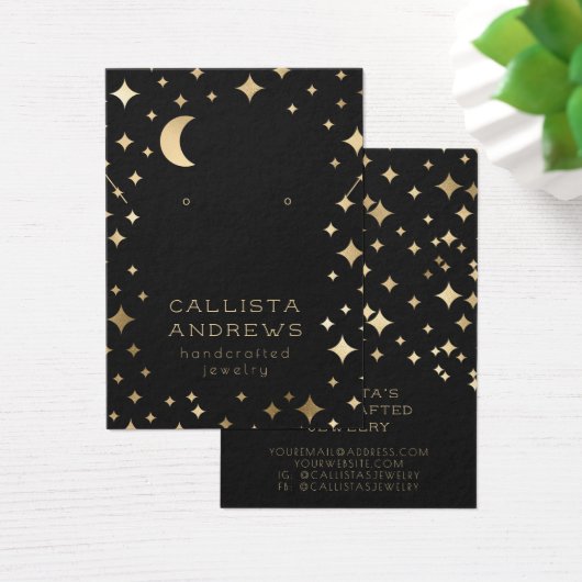 Gold Black Stars Moon Earring Ketting Display Visitekaartje (Bureau)