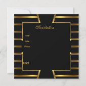 Gold Black Stripe Art Deco Birthday Party 5 Kaart (Achterkant)
