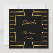 Gold Black Stripe Art Deco Birthday Party 5 Kaart (Voorkant)