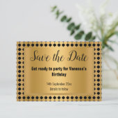 GOLD BLACK STRIPE PATTERNEN BEWAREN DE DATUM AANKONDIGING (Staand voorkant)