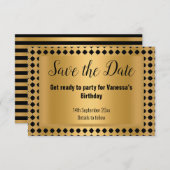 GOLD BLACK STRIPE PATTERNEN BEWAREN DE DATUM AANKONDIGING (Voorkant / Achterkant)