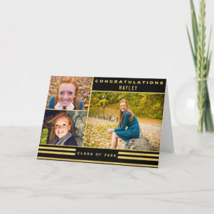 Gold Black Stripes Afstuderen 3 Foto Kaart