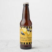 Gold Black Stripes Graduing Party Beer Bot Bier Etiket (Voorkant)