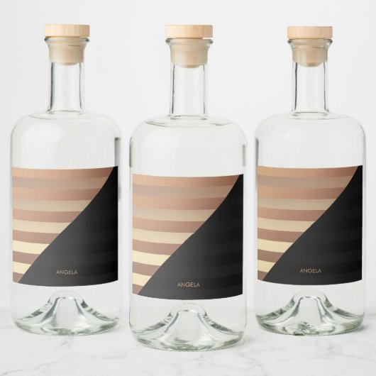 Gold Black Stripes Likeurfles Etiket (Flessen)