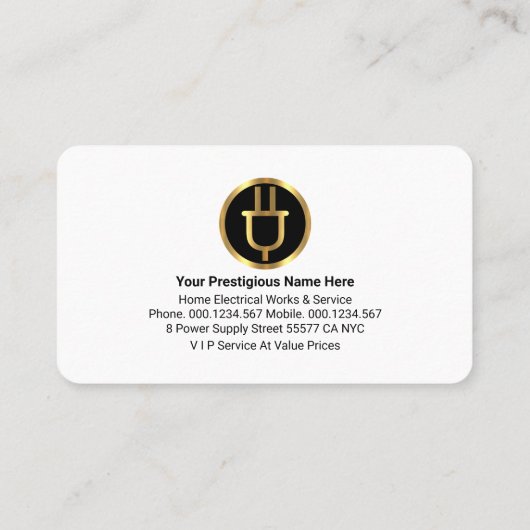 Gold Black Stripes Power Plug Visitekaartje (Achterkant)