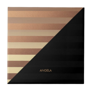 Gold Black Stripes Tegeltje