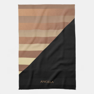 Gold Black Stripes Theedoek