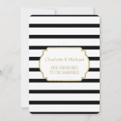 Gold Black Stripes Verlovingsfeestuitnodiging Kaart (Achterkant)