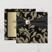 Gold Black Stropdas Black Damask Party Invitation Kaart (Voorkant / Achterkant)
