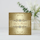 Gold Black Stropdas Party Kaart (Staand voorkant)