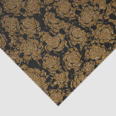 Gold Black Succulent Floral Metallic Pattern Tissuepapier (Detail)