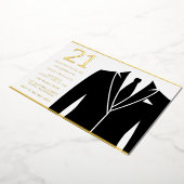 Gold & Black Suit & Stropdas 21e verjaardag van de Folie Uitnodiging (Gedraaid)