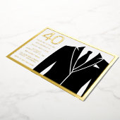Gold & Black Suit & Stropdas 40th Birthday Party G Folie Uitnodiging (Gedraaid)